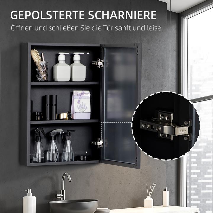 Immagine prodotto Kleankin Spiegelschrank Edelstahl, Glas Schwarz (40 x 12 x 60 cm)