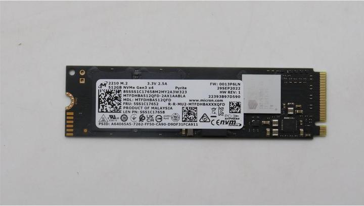 Actual product image Lenovo Micron 2210 512GB M.2 PCIe (512 GB, M.2 2280)