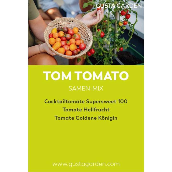 Gusta Garden TOM TOMATO Samen-Mix, Cocktailtomate Supersweet 100, Tomate Hellfrucht, Goldene Königin (Groentezaden)