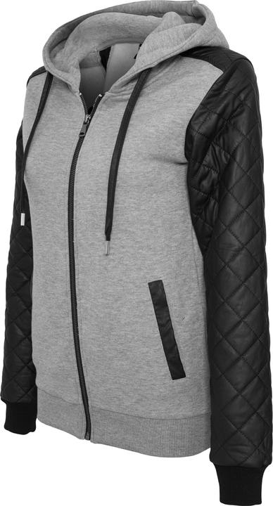 Immagine prodotto Urban Classics Donna con cappuccio con cappuccio in pelle diamante con finta manica e zip (S)