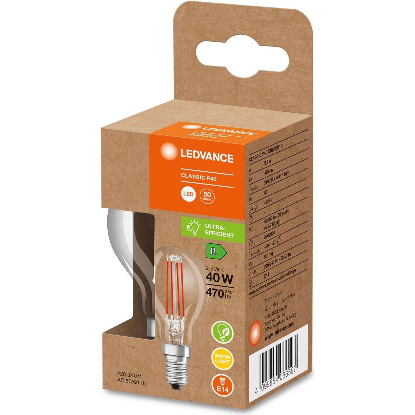 Thumbnail - Ledvance, Leuchtmittel, LED-Tropfenlampe (E14, 2.50 W, 470 lm, 1 x, B)