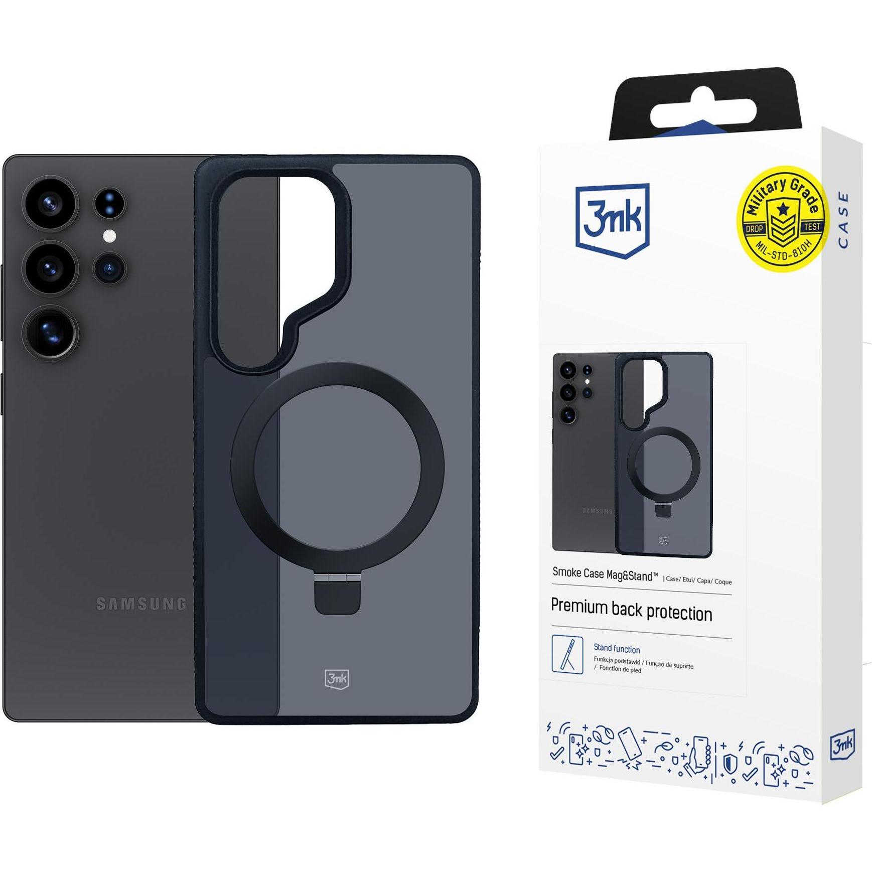 3Mk Nero Custodia Smoke Mag&Stand Per Samsung Galaxy S25 Ultra - (Samsung Galaxy S25 Ultra), Cover Smartphone,