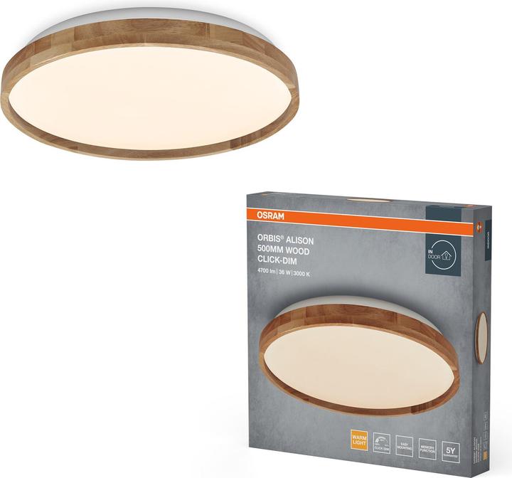 Image du produit Osram Plafonnier LED avec anneau en bois, intensité lumineuse variable, 36 W, 3 000 K, EEK : D, IP20, (2600 lm)