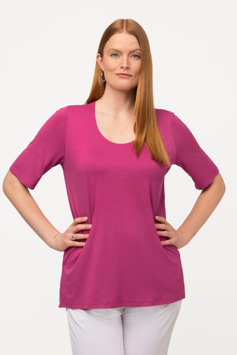 Image du produit Ulla Popken T-shirt doublé à l'avant, col V et manches courtes (42, 44)