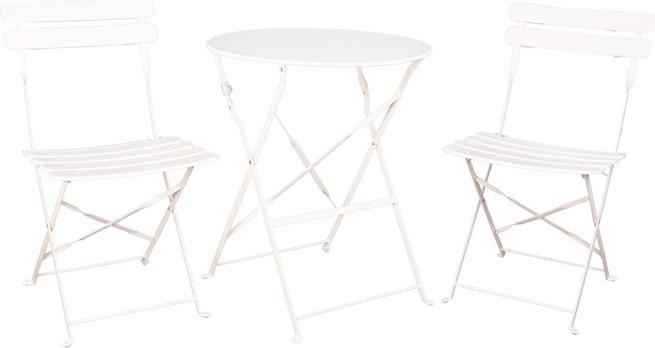 Actual product image Outdoor Living by Decoris Helsingborg table and 2 chairs set, foldable, steel, white (60 x 70 cm)