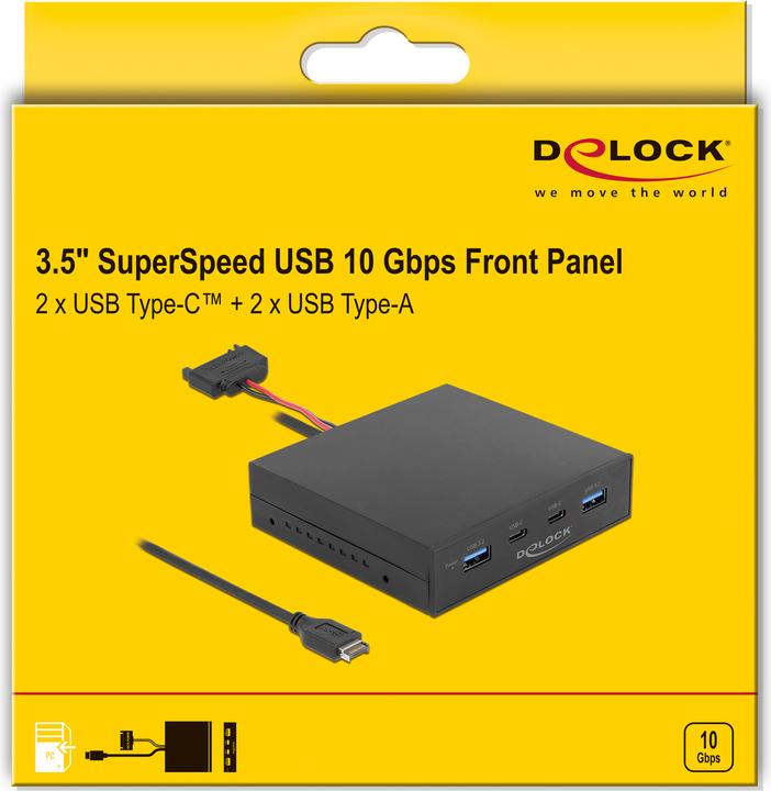 Image du produit Delock 3.5? Panneau avant USB 3.2 Gen 2 2 x USB Type-C™ + 2 x USB Type-A