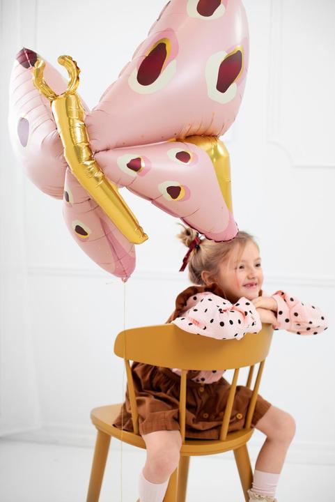 Actual product image Partydeco Foil Balloon Butterfly 120 x 87 cm, Gold/Pink