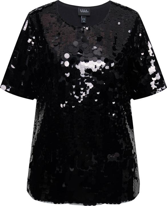 Immagine prodotto Ulla Popken Maglia con paillettes, scollo a girocollo e mezze maniche (42, 44)