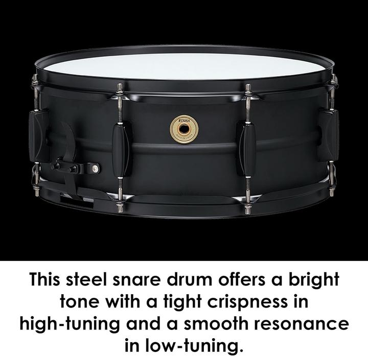 Actual product image Tama BST1455BK Metalworks Black Steel snaredrum 14 x 5.5 inch (Acoustic drum)