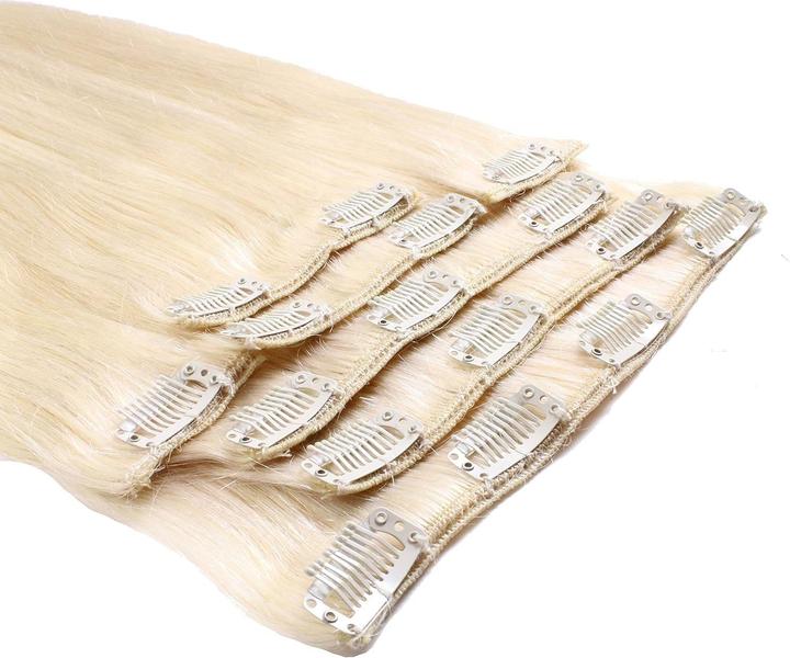 Produktbild Hair2heart Just Beautiful Hair and Cosmetics ClipIn Real Hair Extensions Remy Hair 50 cm (60 Platinablond, 50 cm)