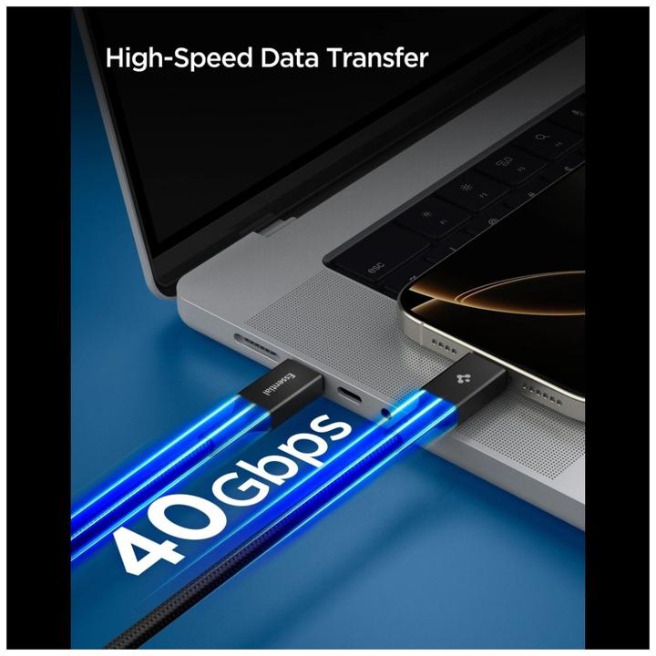 Produktbild Spigen Kabel EB24015CC Essential USB-C 240W 1.5m czarny (1.50 m, USB 4.0, 240 W)