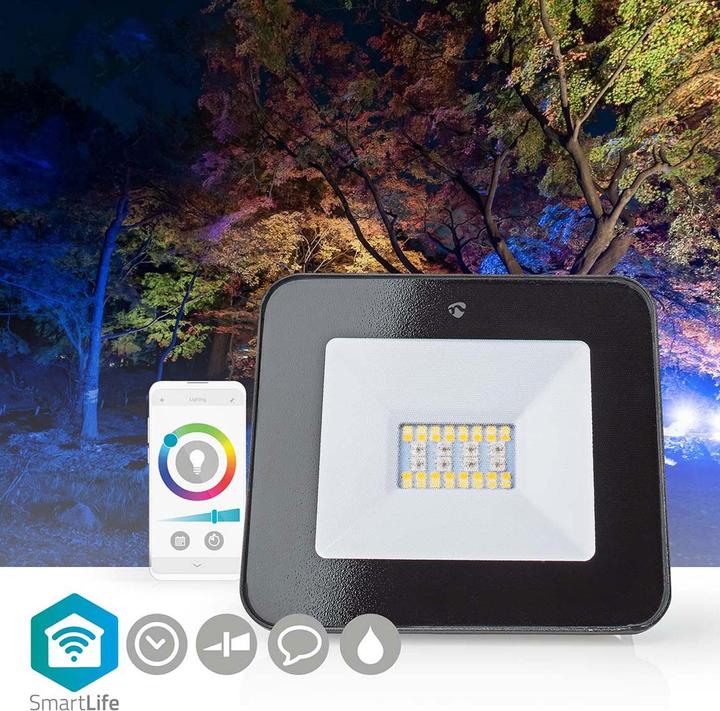 Actual product image Nedis SmartLife Floodlight | 1600 lm | Wi-Fi | 20 W | RGB / Warm to Cool White | 2700 - 6500 K | Al (1600 lm, IP65)