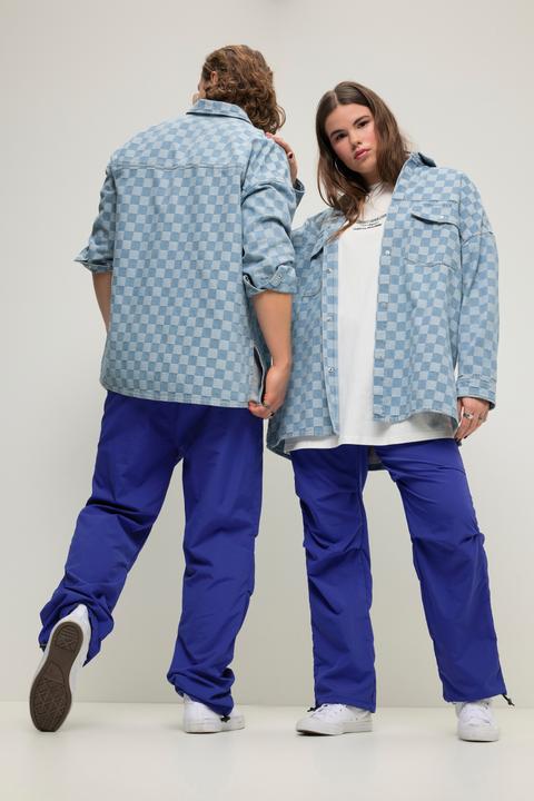 Immagine prodotto Studio Untold Camicia di jeans unisex dal taglio oversize con design a scacchi e maniche lunghe (L)