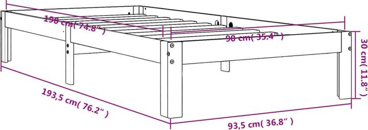 Produktbild vidaXL Bettgestell (90 x 190 cm)