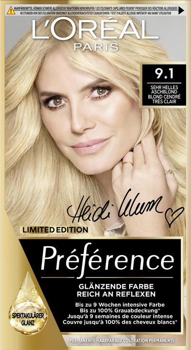 Actual product image L'Oréal Paris Preference Core (9.1 Very Bright Ash Blonde)