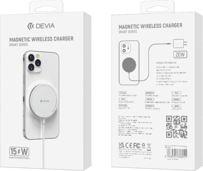 Actual product image Devia Smart wireless charger magnetic15W white (15 W)