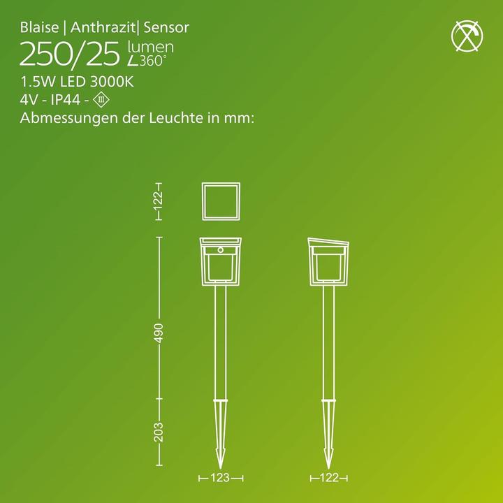 Produktbild Philips Blaise Solar-Aussenstandleuchte (250 lm, IP44)