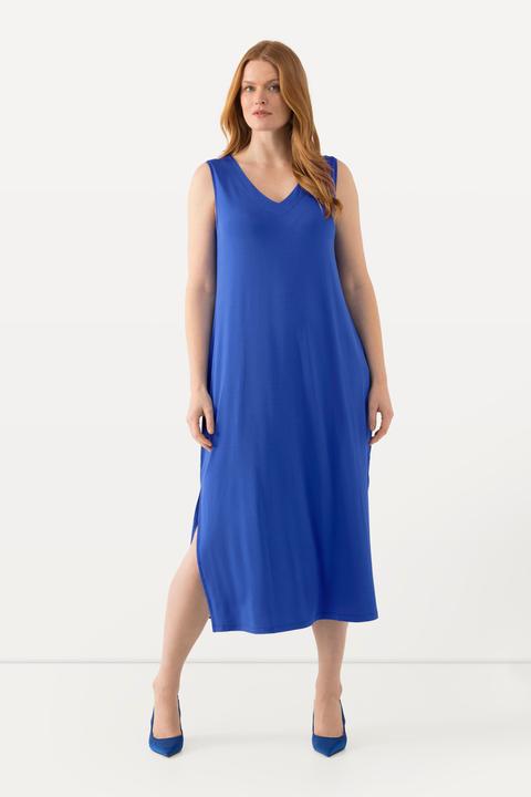 Produktbild Ulla Popken Slinky-Midikleid, A-Linie, V-Ausschnitt, ärmellos (60)