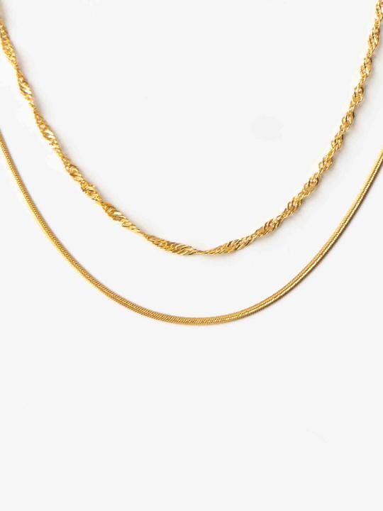 Tara Style Valeria Amélie Halskette - Halsketten Layering Set (waterpoof) (Edelstahl, 38 - 50 cm)