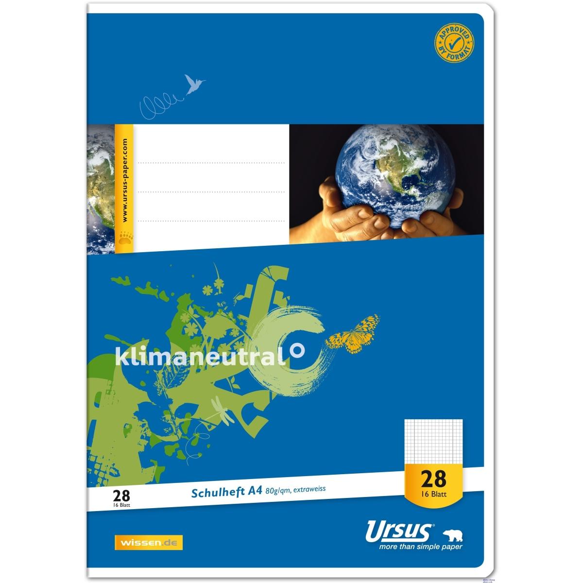 Ursus, Heft + Block, Schulheft (A4, Kariert)