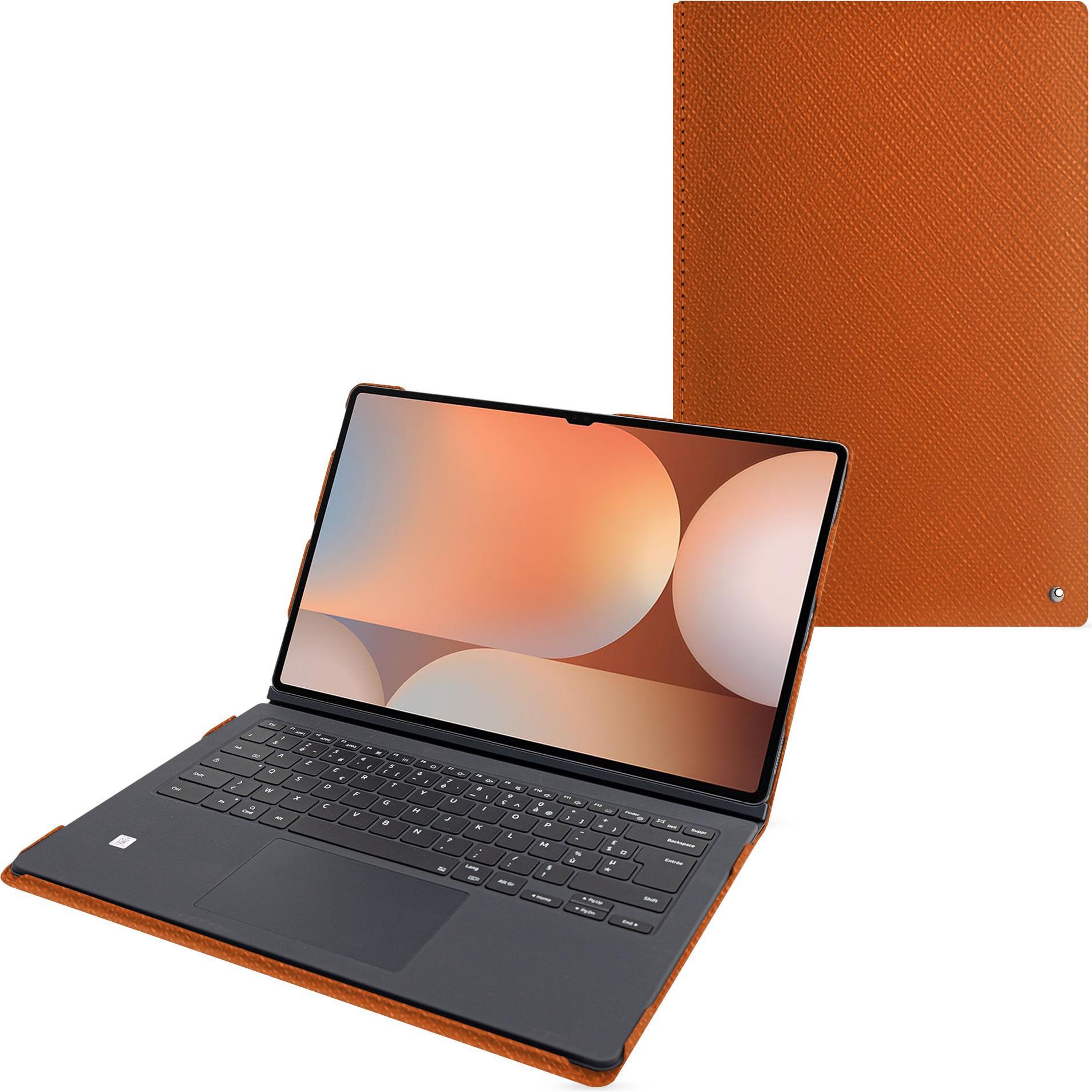 Noreve Samsung Galaxy Tab S10 Ultra Ledertasche kompatibel Book Cover Keyboard (Galaxy Tab S10 Ultra), Tablet Hülle, Ora...