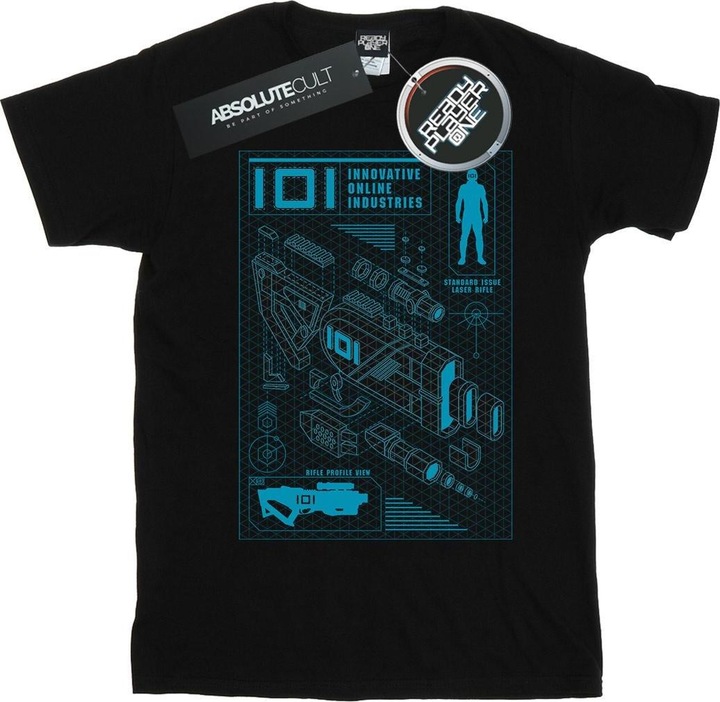 Actual product image Ready Player One Mens IOI Laser Rifle Blueprint T-Shirt (L)