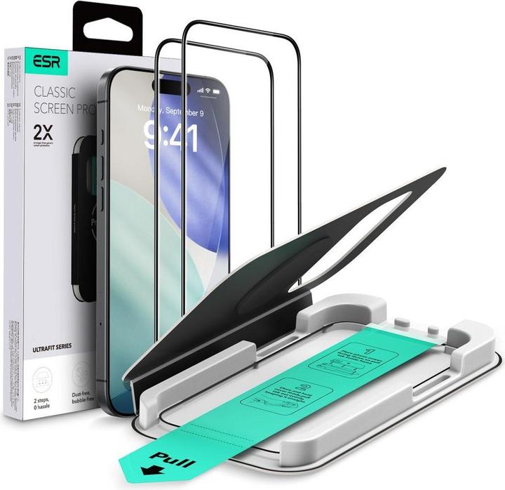 Produktbild ESR UltraFit Classic Screen Protector, for iPhone 17 Pro, 2 Pack (2 Stück, Apple iPhone 17 Pro)