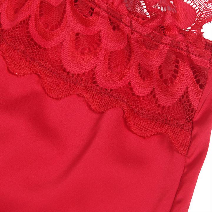 Productafbeelding Subblime Satijnen Babydoll Met Kant Rood S/M (S, M)
