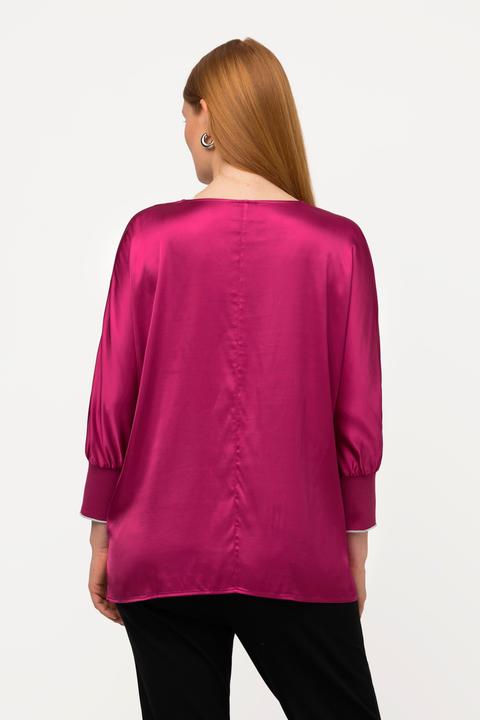 Produktbild Ulla Popken Bluse, Satin, V-Ausschnitt, 3/4-Fledermausärmel (50, 52)