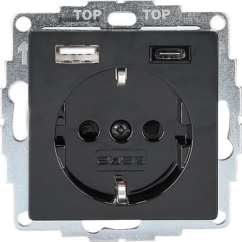 2USB 2U-449559 Protective contact socket outlet with USB charging output, increased contact protection