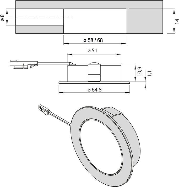 Produktbild L&S LED Ein-/Anbauleuchten Chip 68 12 V (300 lm)