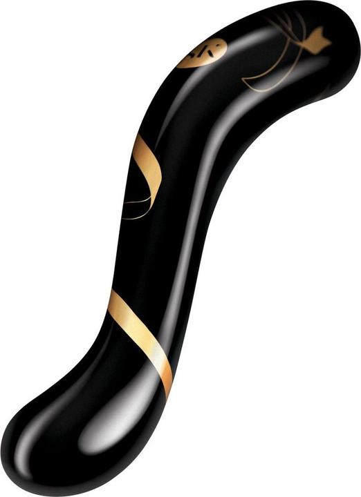 Produktbild Secret Kisses Handblown Glass Double Ended Dildo Black Gold (7")