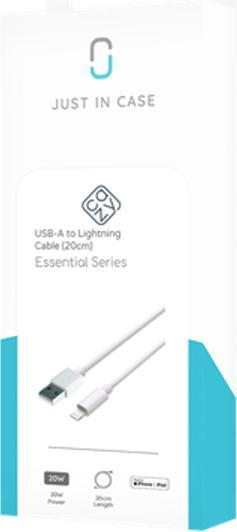 Image du produit Just in Case Câble essentiel USB vers Lightning (20cm) - Blanc (0.20 m, USB 3.2 Gen 1)