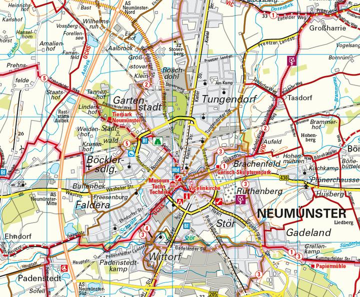 Produktbild ADFC-Regionalkarte Hamburg,Kiel