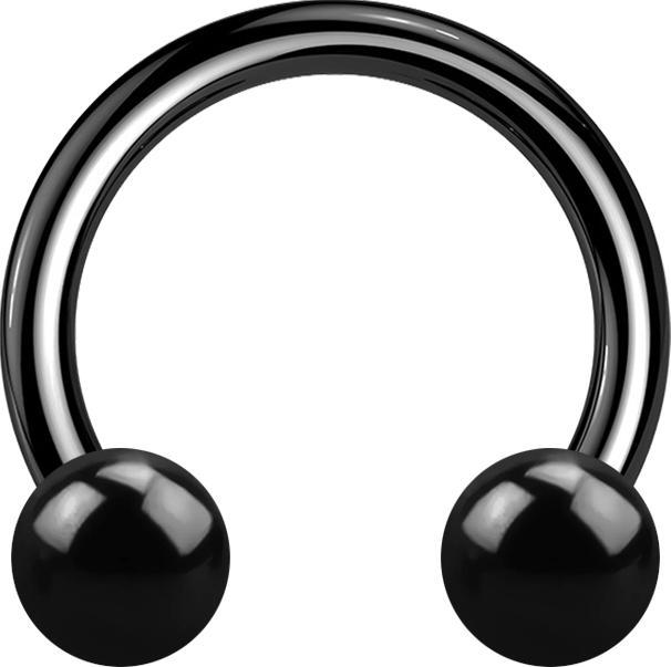 Image du produit Star Piercing Micro Circular Barbell noir avec deux boules (sans laiton, Acier chirurgical 316L)