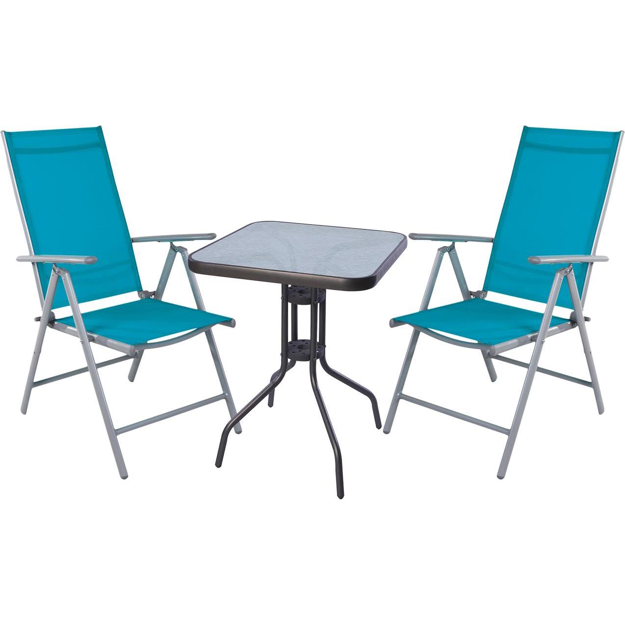 Thumbnail - Mojawo, Gartentisch + Balkontisch, 3-tlg Bistro Garnitur Bistromöbel Klappstuhl Sitzgruppe Hochlehner (60 cm)