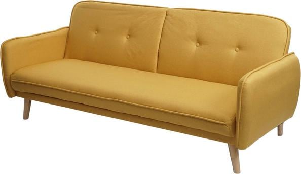 Produktbild Swisshandel24 Schlafsofa, Couch Klappsofa Gästebett Bettsofa, Schlaffunktion Stoff/Textil gelb (Bettsofa)
