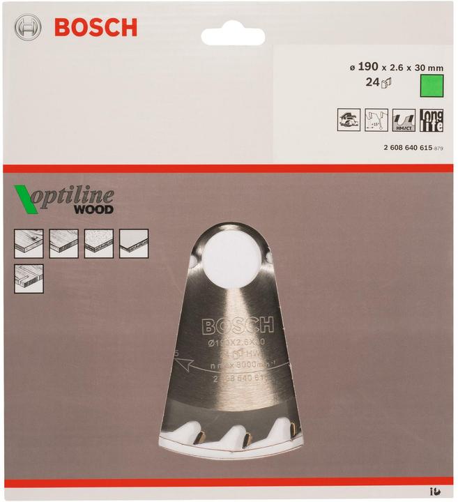 Produktbild Bosch Professional Zubehör PRO Wood Kreissägeblatt, 190 x 2.6 x 30 mm