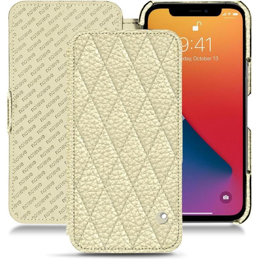 Noreve Lederschutzhülle horizontal (Apple iPhone 13 Pro), Smartphone Hülle, Weiss