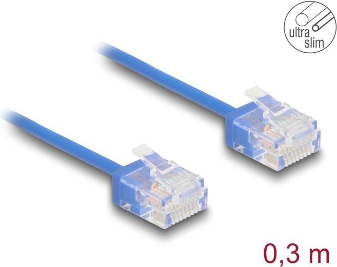 Produktbild Delock RJ45 Netzwerkkabel Cat.6 UTP Ultra Slim 0,3 m blau mi (U/UTP, CAT6, 0.30 m)