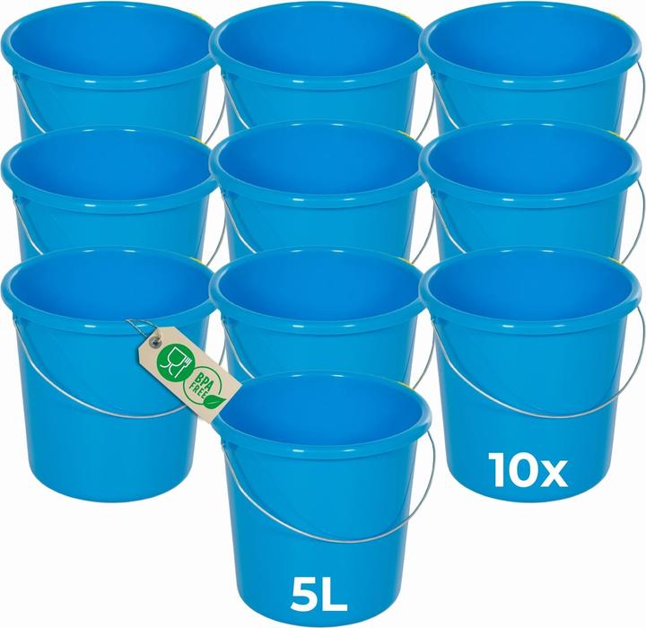 Produktbild Novaliv 10 Stück Eimer 5L Blau mit Masseinteilung - Putzeimer 5 Liter? 22,5 cm Praktischer Allrounde (10 Stk.)