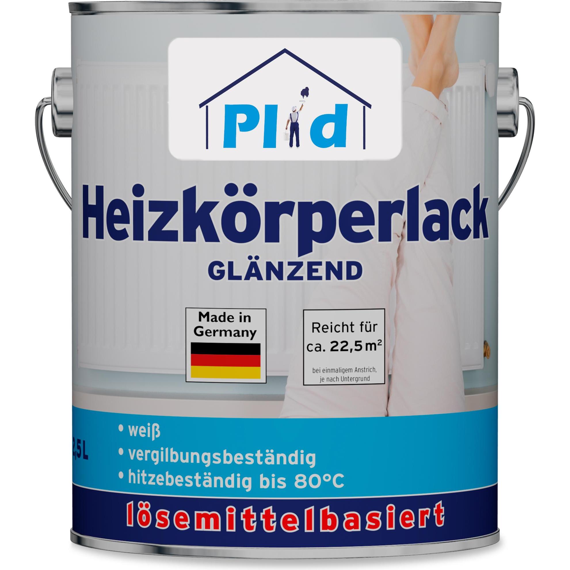 Plid, Lack, Heizkörperlack 2,5L für ca. 23m², Weiss Glänzend / hitzebeständiger Lack bis 80° (Weiss, 2.50 l)