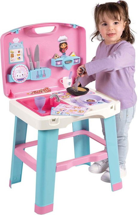Produktbild Smoby Gabby's Dollhouse Mobile Spielküche (43 x 35 x 76 cm) – Mit 13 Zubehörteilen – für Kinder ab