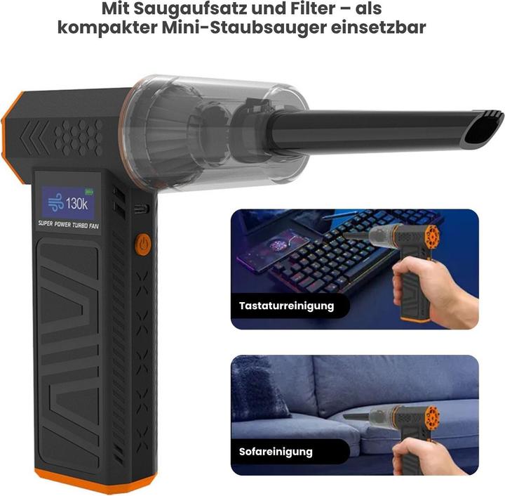 Actual product image Hermex Handventilator Tragbarer Mini-Ventilator Staubsauger Staubgebläse (80 dB)