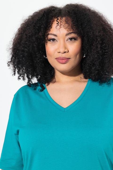 Image du produit Ulla Popken T-shirt coupe Relaxed Fit, décolleté en V et manches courtes (42, 44)