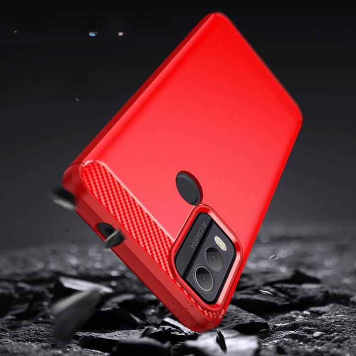 Produktbild Cover-Discount Nokia C22 - Metall Carbon Look Hülle rot (Nokia C22)