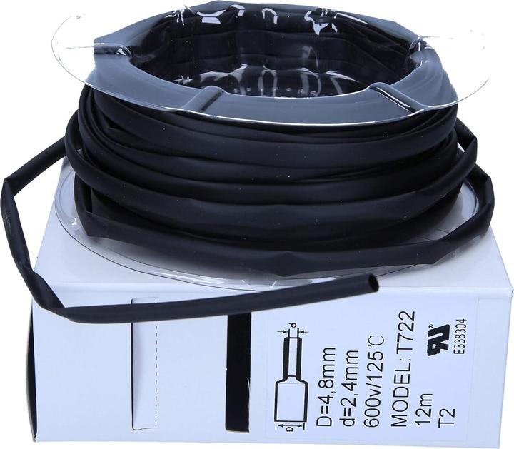 Kalitec 12m heat shrink tubing black from 4.8mm to 2.4mm I 2:1 I Industrial quality from German dealer (1 x)