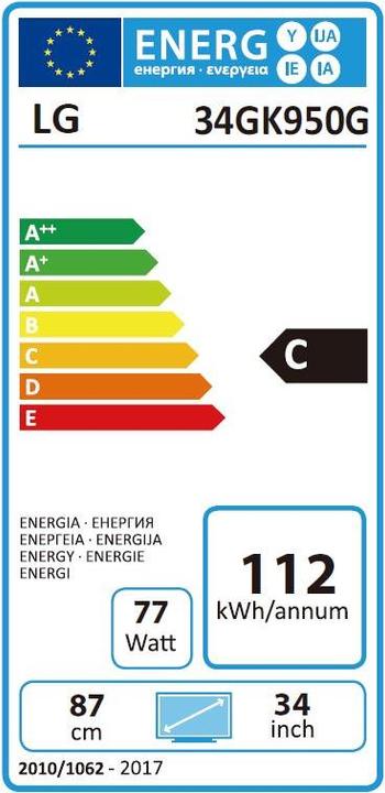 Energie-Label LG 34GK950G-B (3440 x 1440 Pixel, 34")