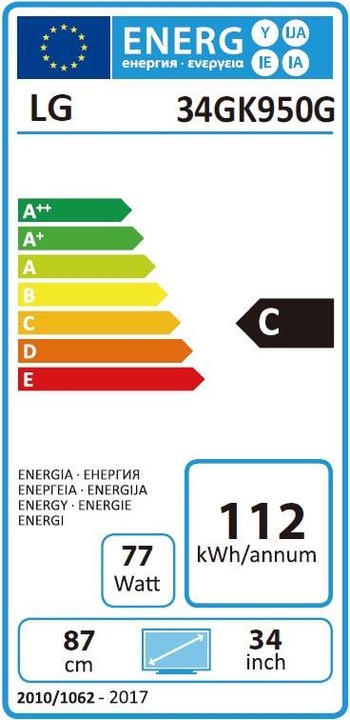 Energie-Label LG 34GK950G-B (3440 x 1440 Pixel, 34")