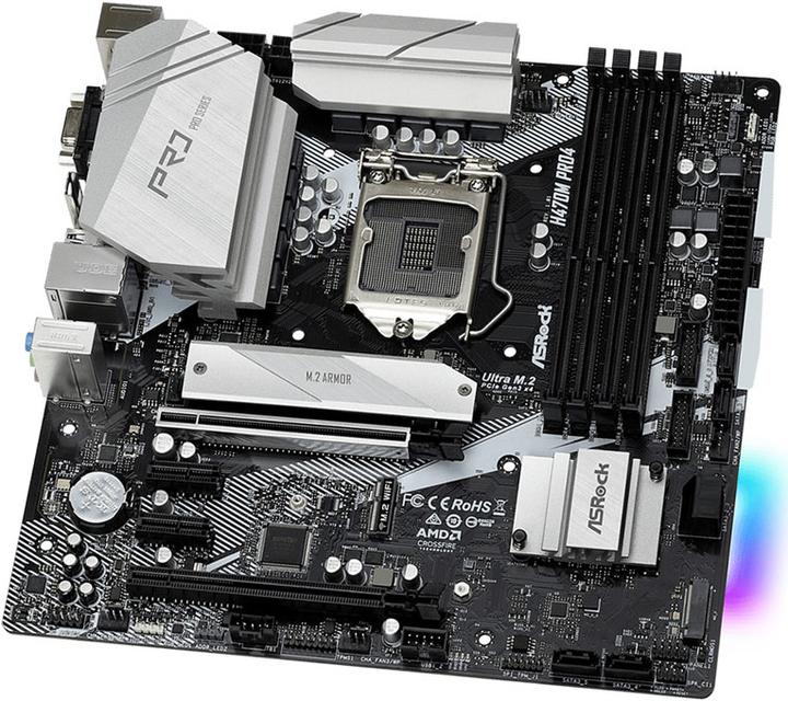 Actual product image AsRock H470M Pro4, Intel H470 Motherboard - Socket 1200 (LGA 1200, Intel H470, mATX)